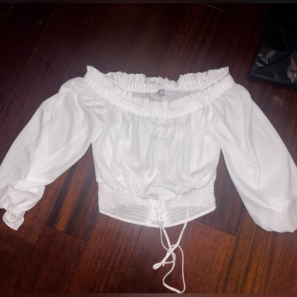 Tops - White Off-Shoulder Blouse